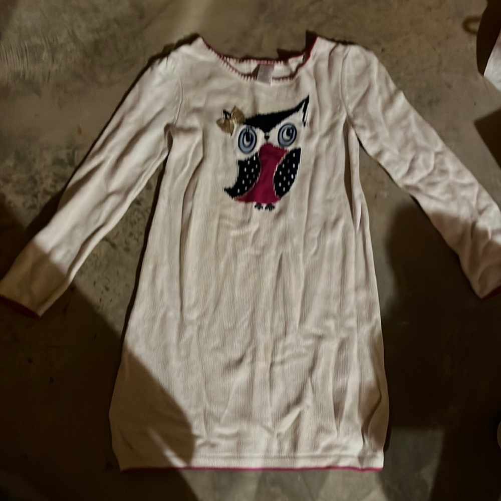 Magenta and Cream dress with Navy Blue and Magenta owl with Gold bow